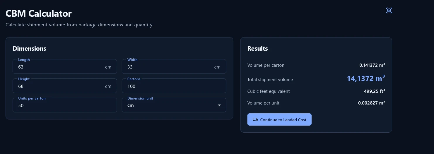 Solvunu CBM Calculator